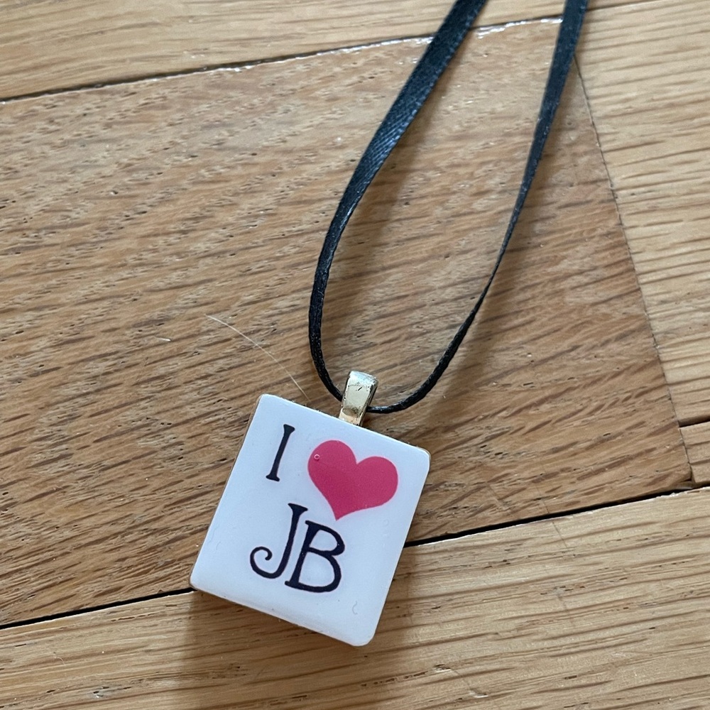 “I <3 JB” Scrabble Tile Necklace